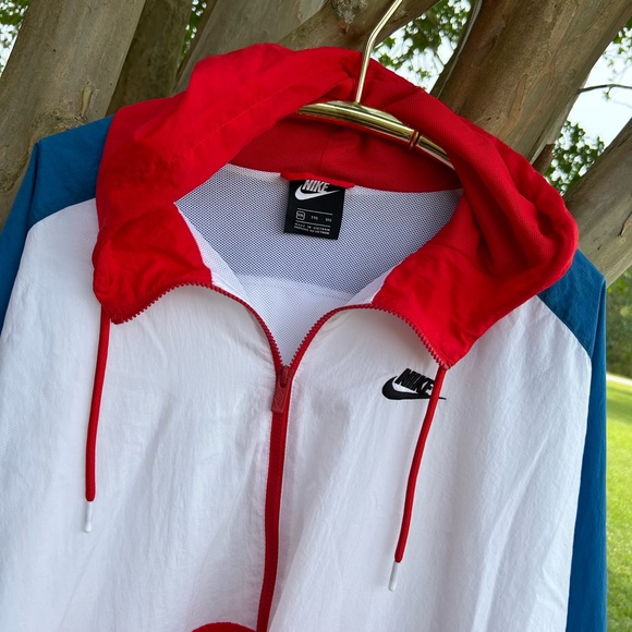 NIKE Red White & Blue Quarter Zip Pullover Windbreaker Men’s size XXL SWEET FIND - Picture 2 of 7
